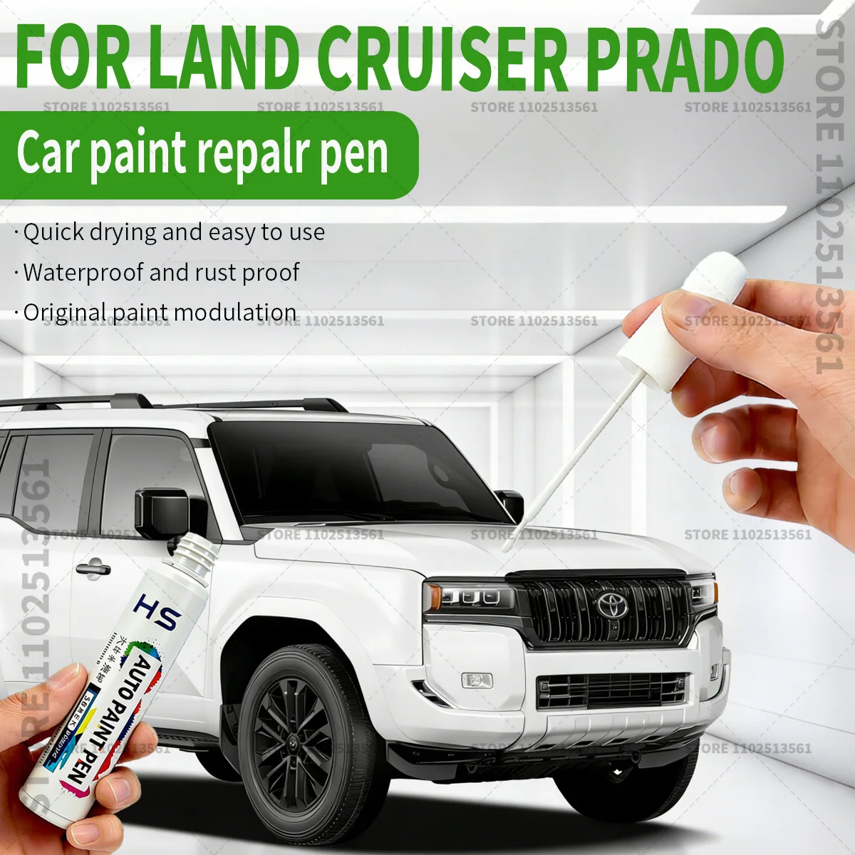 

Ручка-корректор для удаления царапин и ремонта краски Toyota Land Cruiser Prado: Super White, Platinum White, Avant Garde Bronze, Polar Gray