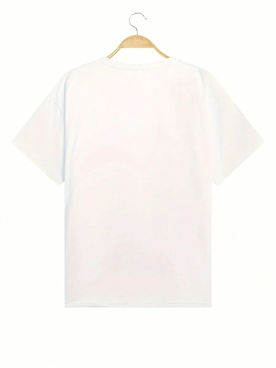 Female Heart & Cross Print Casual T-Shirt Crew Neck Short Sleeves Sports Tee Women's Comfy Tops Streetwear Women Crew Neck Tees
