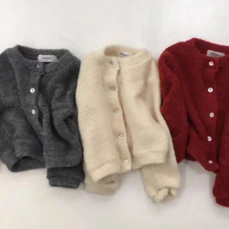 

2024 Autumn New Baby Girl Long Sleeve Knit Cardigan Infant Solid Coat Toddler Boy Knitted Jacket Kids Casual Knitwear Clothes