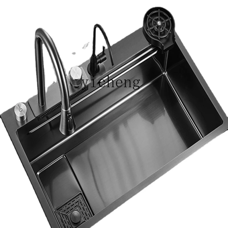 XL Large Single Sink Sink Kitchen Handmade Home Scullery Stainless Steel Vegetable Washing Sink with Knife Holder