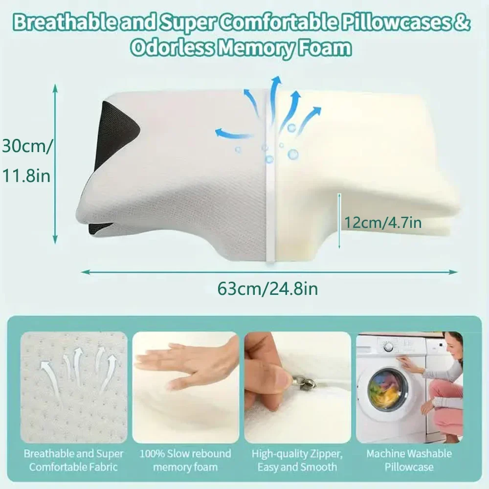 Butterfly Sleep Memory Neck Pillow Slow Rebound Comfortable Memory Foam Sleep Pillow Cervical Orthopedic Neck Massage Bed Pillow view 4
