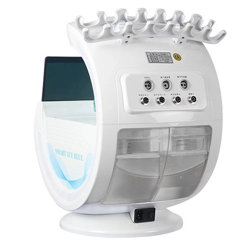 Analizador Facial inteligente 7 en 1, máquina multifunción de diamante, dermoabrasión Facial, azul hielo