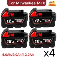 100%Original for Milwaukee M18 Power Tool Battery, Charger, BR, XC, 18V, 12000mAh M18B5, 48-11-1860, Built-in 21700 Battery