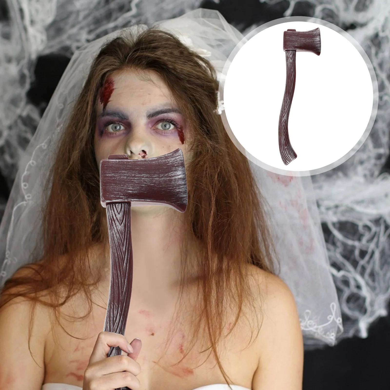 

Pirate Big Axe Prop Plastic Two-Tone Painted for Cosplay Party Decoration Halloween Stage Performance Favors Toy Axe