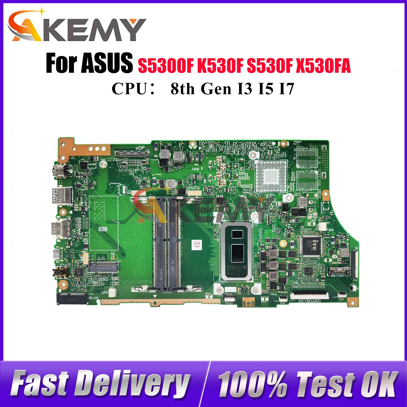 

X530FA Материнская плата для ноутбука ASUS VivoBook X530FN X530UN X530UA X530F S5300F K530F X530FA S530F Материнская плата с процессором I3 I5 I7 stk