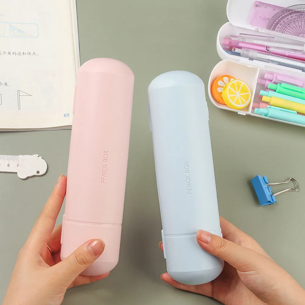 

3 Pcs Pure Color Plastic Pencil Cases Stationery Storage Boxes for Office Multi functional Holders