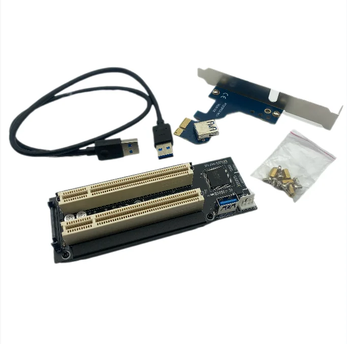 Graphics Extension PCI Riser Card Adapter USB 3.0 Upgrade Board PCIE X1 to Dual PCI Riser ASM1083 Chip for Compact Desktop Use