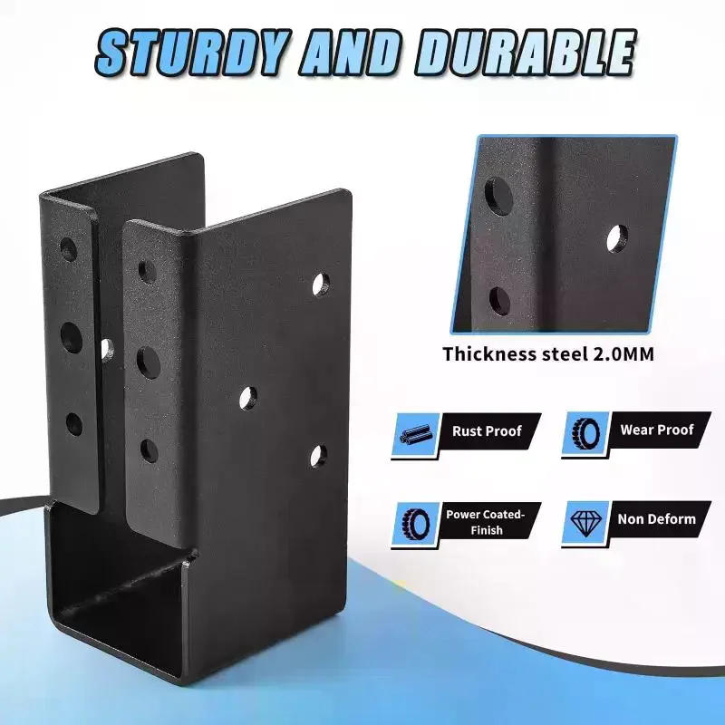 Pair of 2x4 Durable Deck Railing Joist Hangers, Woodwork Beam Support for Pergola Handrail