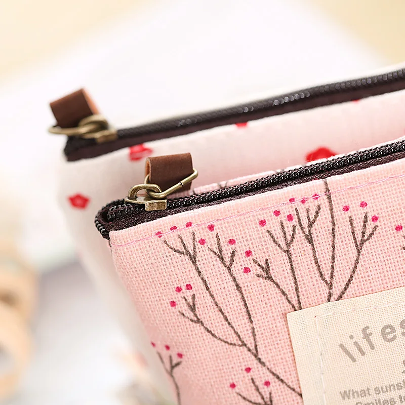 Fashion Flower Pattern Coin Purses Small Fresh Canvas Coin Wallet Lady Girls Earphone Coin Key Money Storage Bag Zipper Pouch