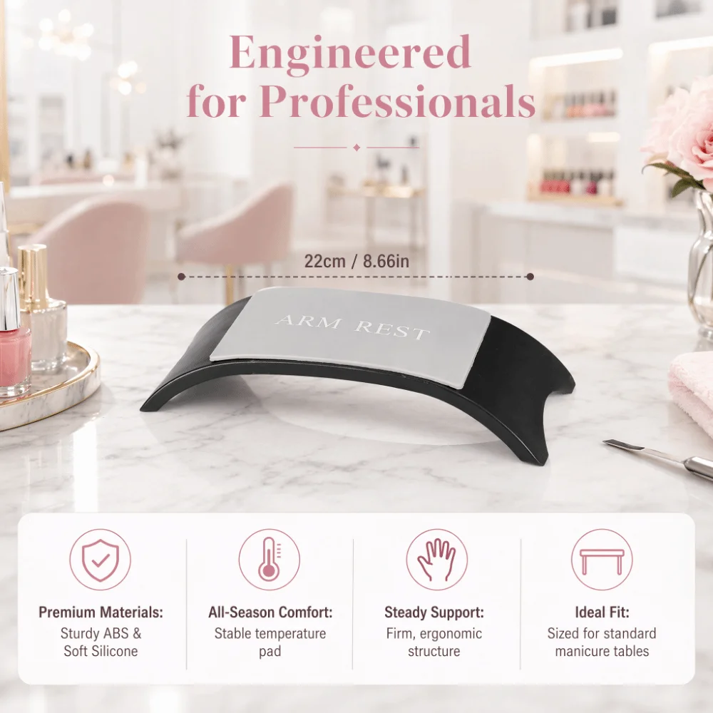Black Color Nail Arm Rest Pillow Firm Support Ergonomic Design Manicure Hand Cushion Silicone Material Easy to Clean
