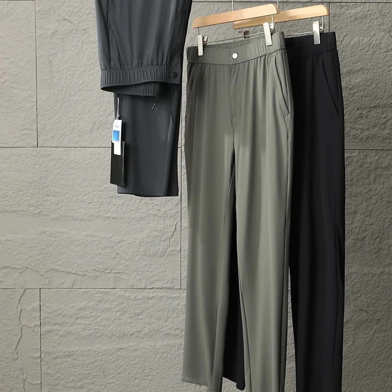 

Ice Thin Cool Feeling Outdoor Ice Silk Qui Dry Дышащая эластичная талия Мужские спортивные повседневные брюки Длинные брюки Лето