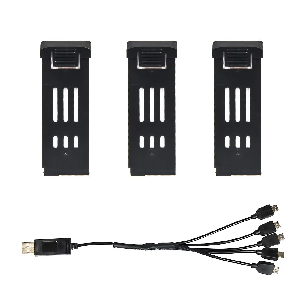 Lot de 3 batteries 3.7V, 1200mAh, 5 en 1, câble USB, accessoires pour importateur RC E58 et quadrirotor