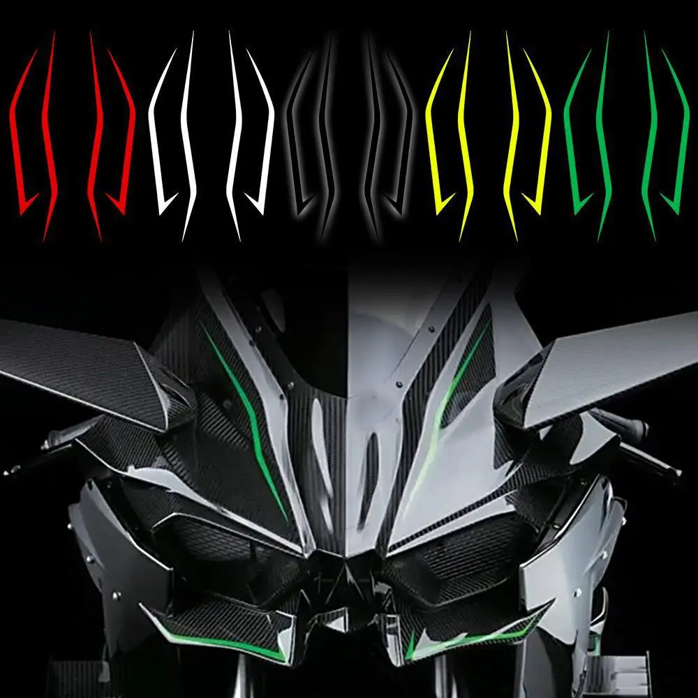 

4pcs Motorcycle Reflective Warning Stripe Headlight Decoration Sticker Front Pull Lamp Decal for Kawasaki Ninja NINJA400 H2 H2SX