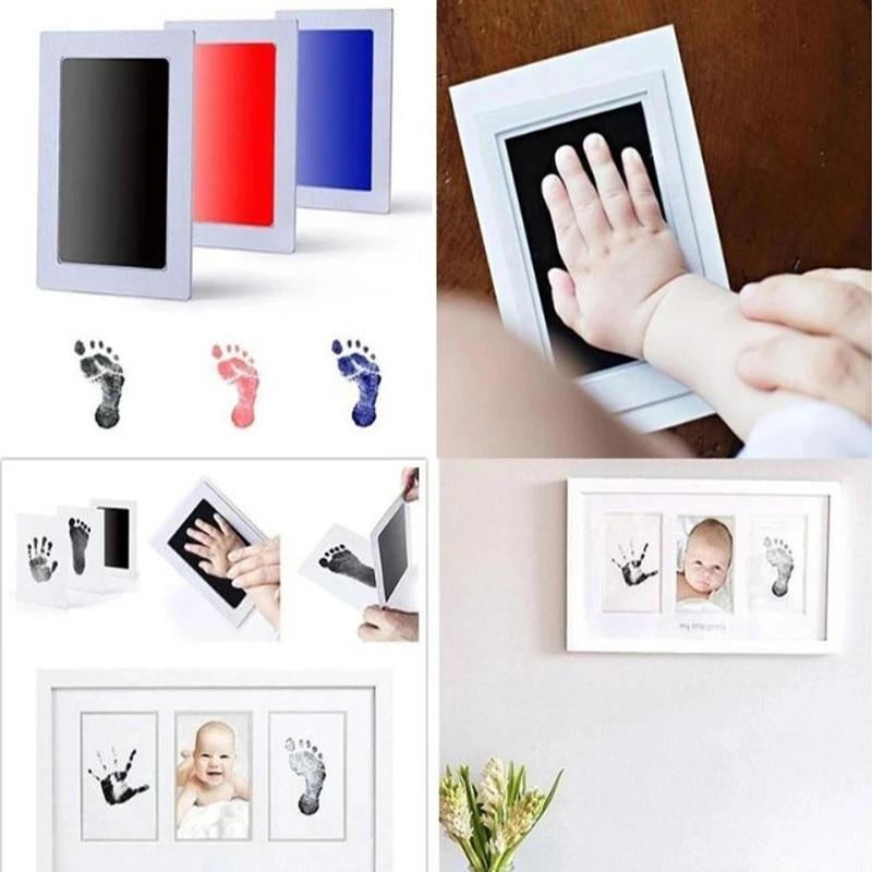 Big Size Newborn Baby DIY Hand And Footprint Kit Ink Pads Photo Frame Handprint Toddlers Souvenir Safe Clean Baby Shower Gift