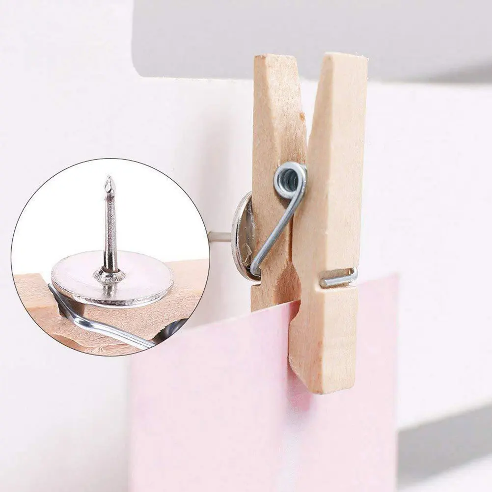 

50 Pcs Wood Clip Simple Photo Wood Clip Crafts Poster Letter Wooden Push Pin Clips Mini Picture Hanging Note Storage