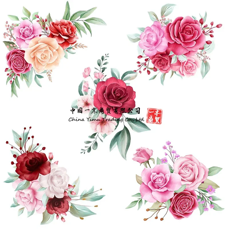 Three Ratels QCF40 Beautiful flowers bouquet for living room decoration refrigerator Toilet decals