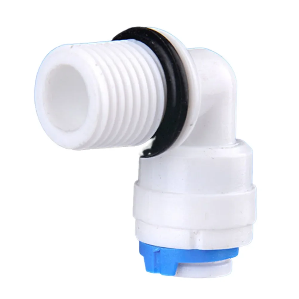Accesorio de tubo de 1/4 ", codo de tubo de ajuste de empuje, instalación rápida de agua fría y caliente para carcasas de filtro de agua estándar