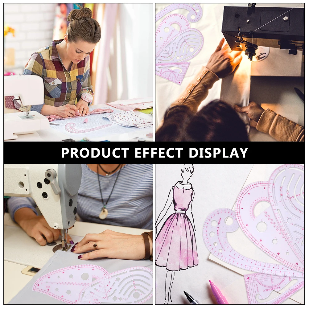 

6Pcs Sewing Rulers Hollow Transparent Professional Plastic Quilting Patchwork Templates for Clothing Fabric Craft Stitching