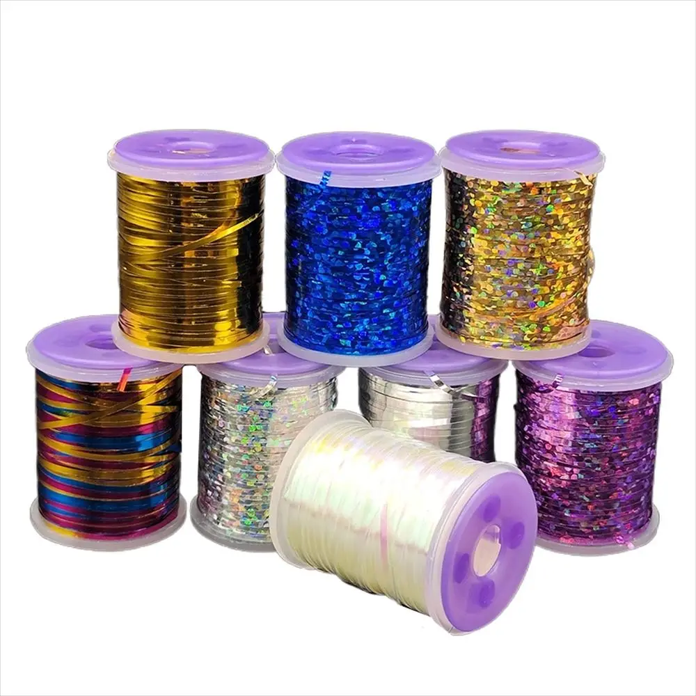 

Midges Holographic Flat Tinsel Fly Tying Materials 1mm Nymph Thread 120Yard Small Tinsel Flash Streamer Fishing Flies
