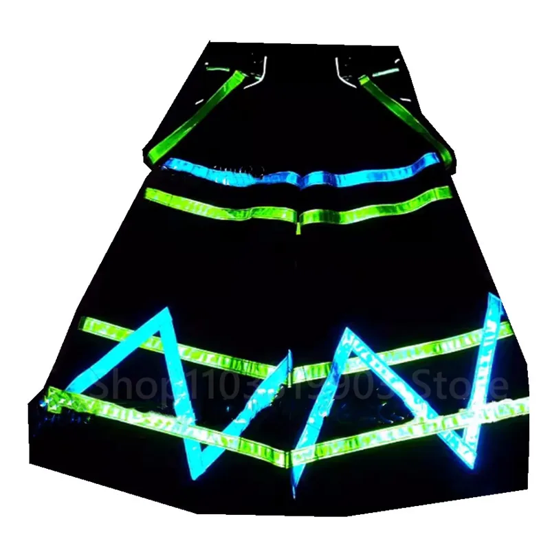 

Ghost Step Dance Pants Shuffle Dancing Pants Luminous Death Trousers Green Blue Color Reflective Strip Night Vision Pants 2025