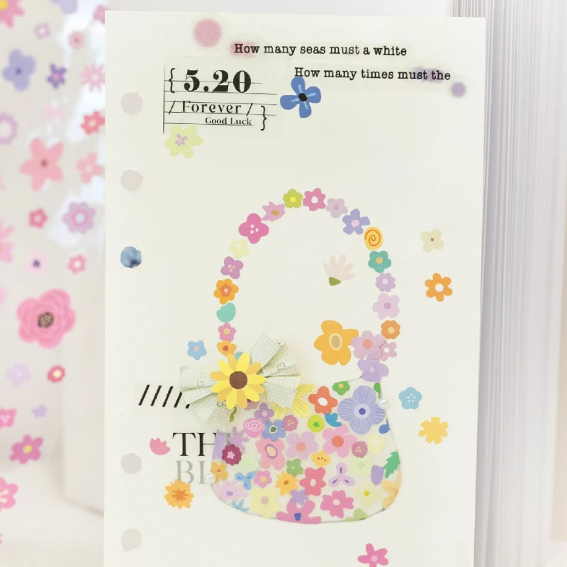 5cmx2m Small Flower Tale Tape Stickers for Collage Junk Journal Scrapbooking Decoration Tiny Floral Stickers