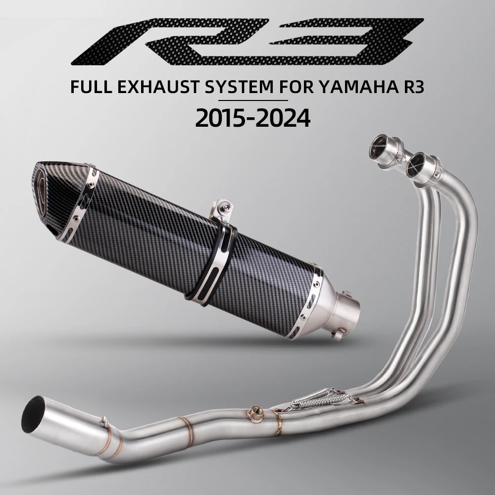 

Motorcycle Full Exhaust System Escape Slip On Front Tube Link Pipe Full exhaust pipe For YAMAHA R3 2015-2024