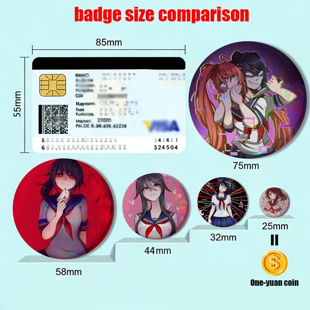 Ayano Aishi Yandere Simulator chan Creative Round Badge Button Pin Bag Decor Fans Collection Friends Gift Brooch