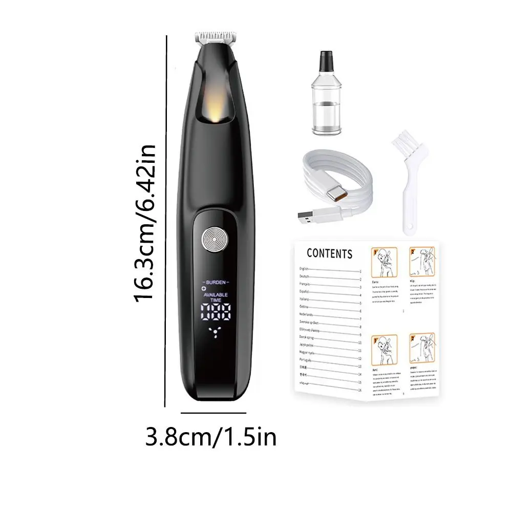 LED Dog Paw Trimmer LCD Display Widen Cats Foot Shaver Comfortable Grip Fully Waterproof Pet Paw Hair Clippers Nail Grooming - view 6