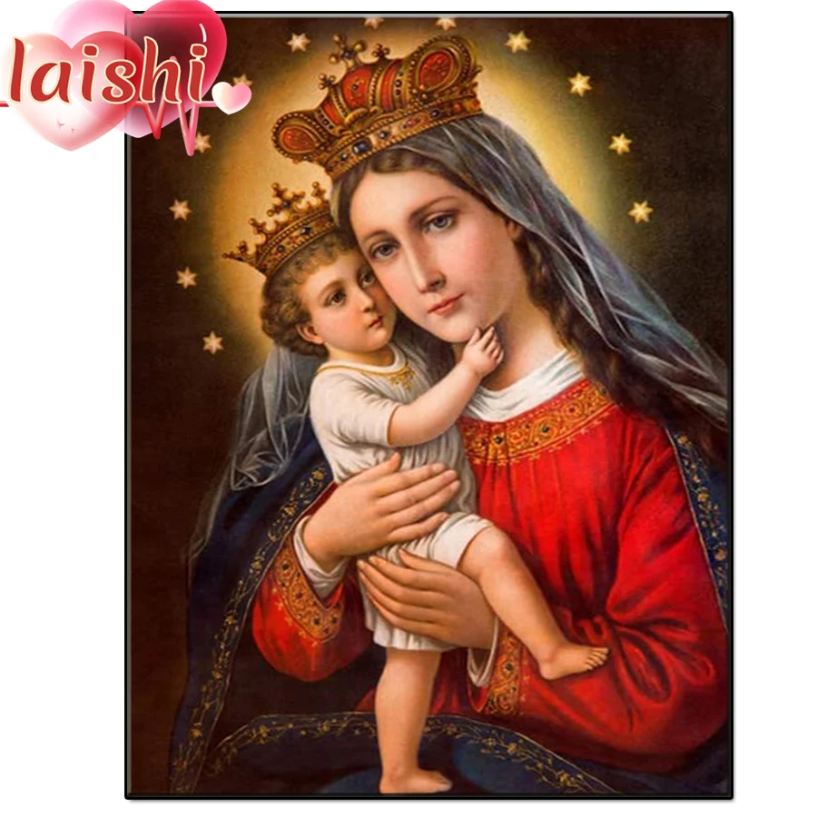 Religious art, Virgin and Child full diamond 5D diamond painting diamond embroidery kit cross stitch mosaic home decoration gift