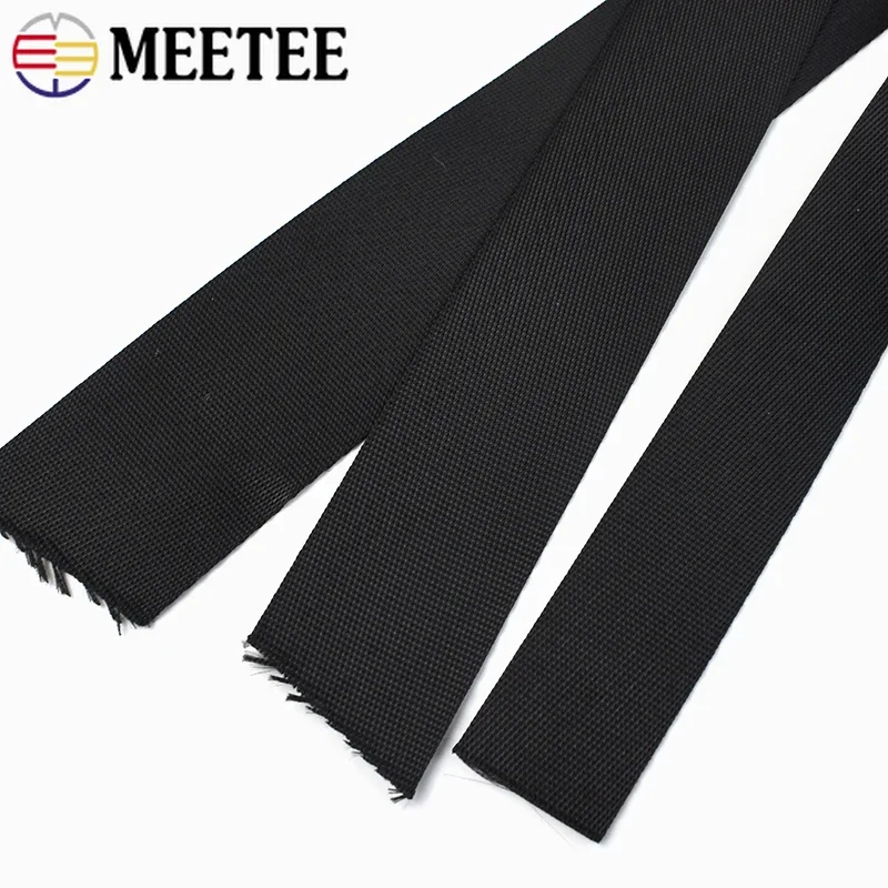 10M Meetee 10-100mm Nylon Webbing Band 0.7mm Thick Black Ribbon Bag Shoulder Strap Belt Bias Binding Tape DIY Sewing Accessories