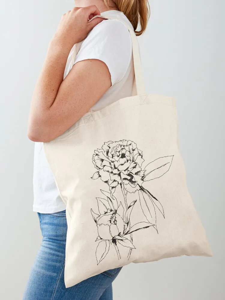 

Botanical Series - Peony - Pen and Ink Sketch Tote Bag bag for beach sac pour femme Lady bags personalized tote
