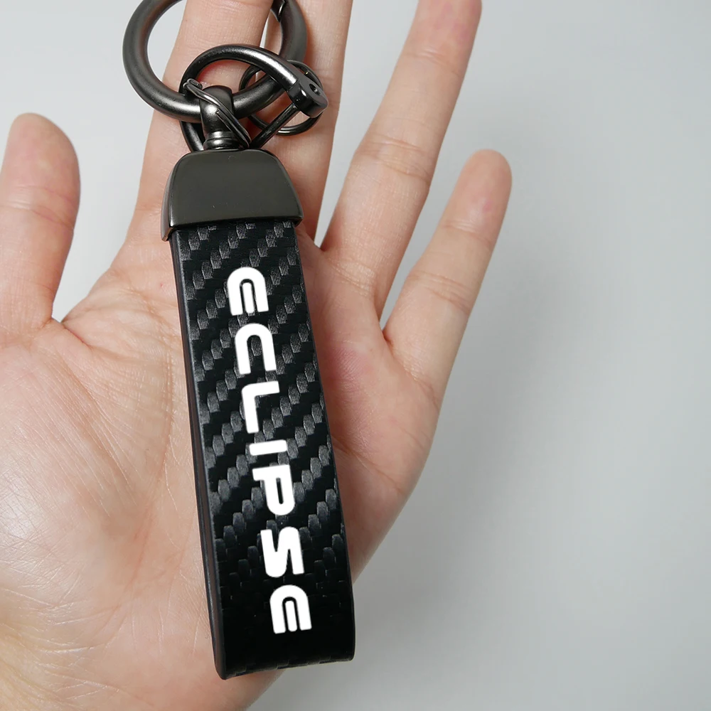 for Mitsubishi Eclipse Car Keychain Carbon Fiber Grain Keyring Funny Decoration Car Accessories Keychain Motorcycle Keychain