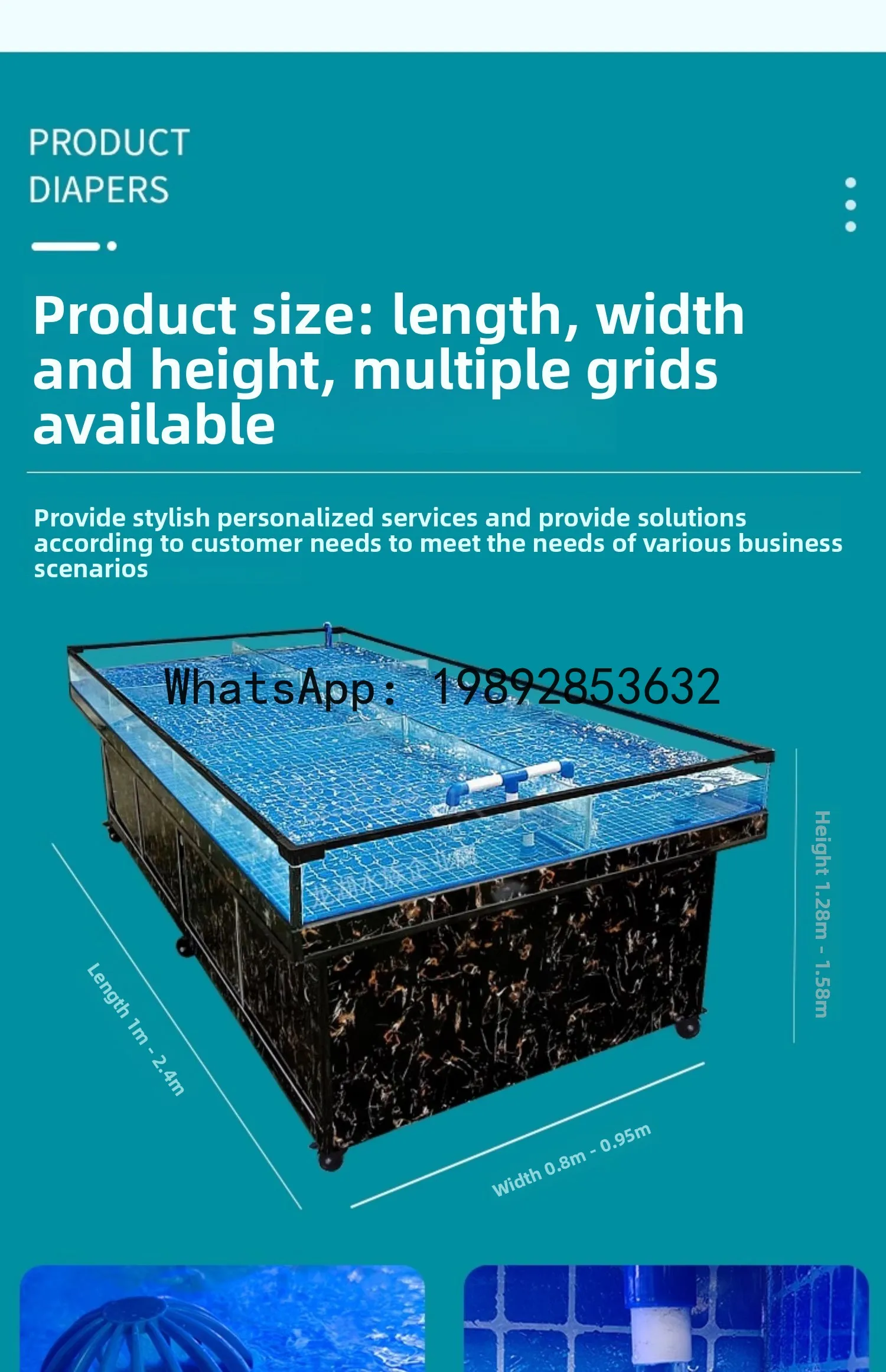 X7  Mobile Seafood Pool Refrigeration Machine Supermarket Seafood Tank Mobile Seafood Shellfish Pool