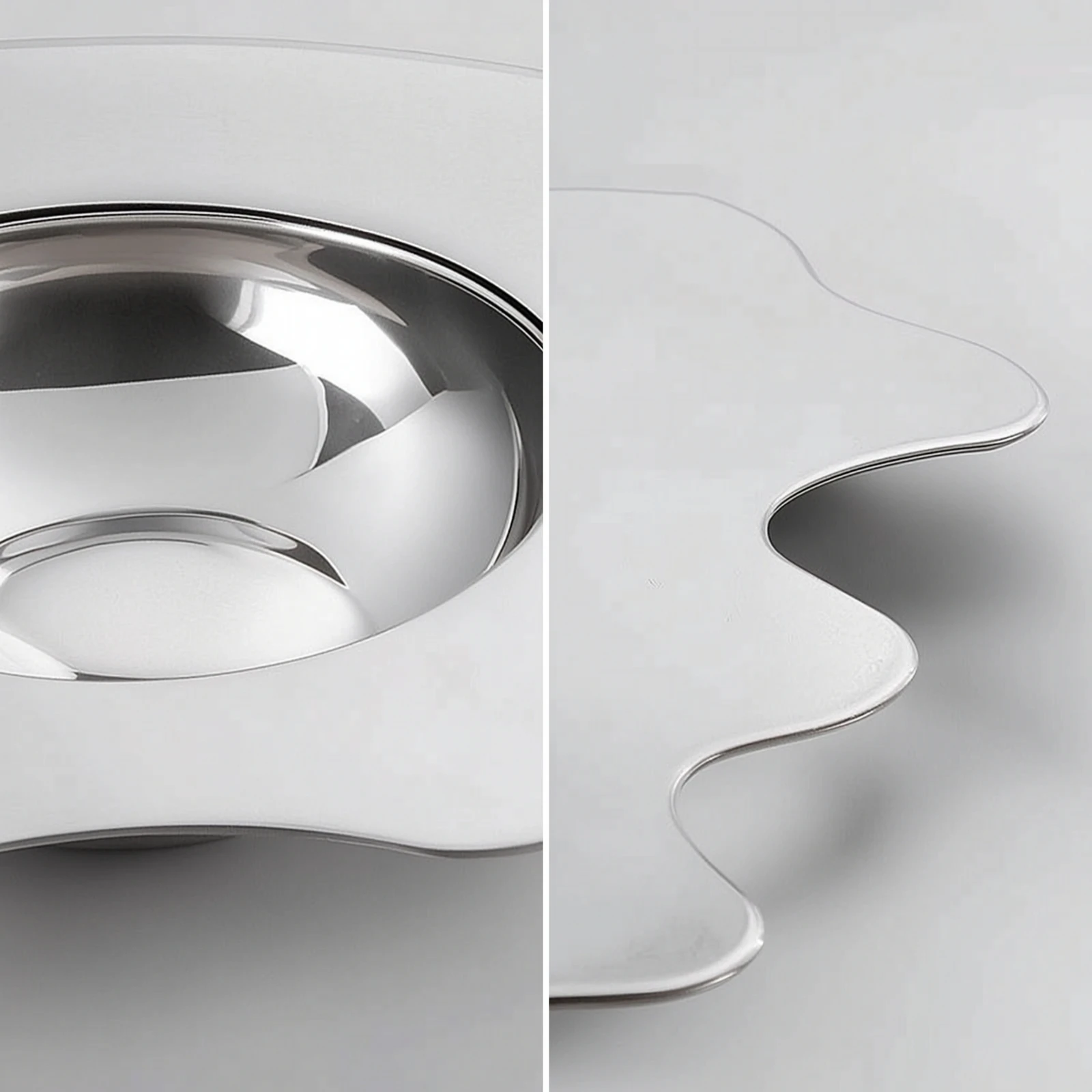 Stainless Steel Tray Minimalist Metal Fruit Bowl Tray with Central Recess Sculptural Tableware Sleek for Dining Table