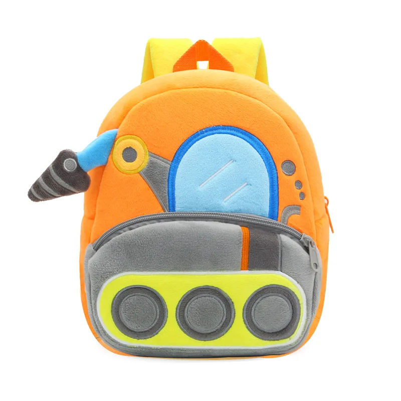 Mochilas escolares con dibujos animados en 3D para niños y niñas, Mini Mochila pequeña de felpa con diseño de camiones y coches