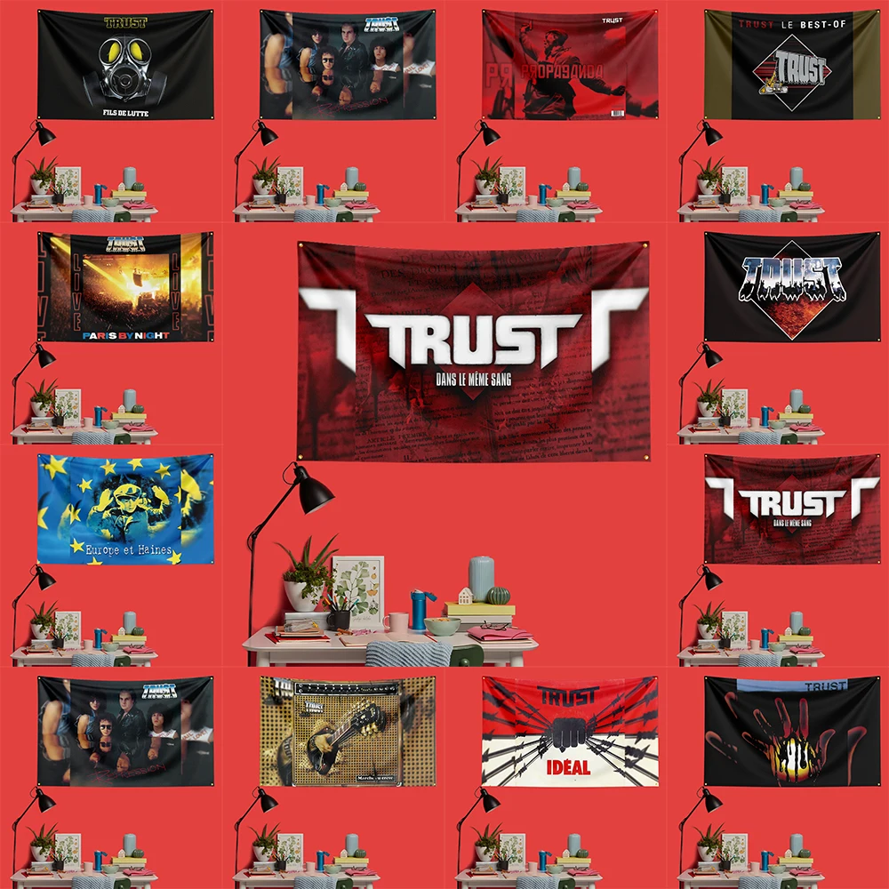 Trust Inspired Rock Music Flag 3x5 FT 90x150cm Polyester Decorative Banner Tapestry For Music Fans Bedroom Wall Decoration