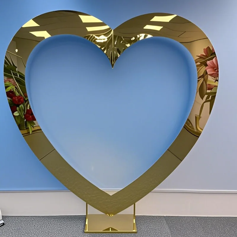 

Новая свадебная арка, золотистый, серебряный, в форме сердца, полка из нержавеющей стали, вечерние, сценический фон, украшение для лаборатории, 1 шт.