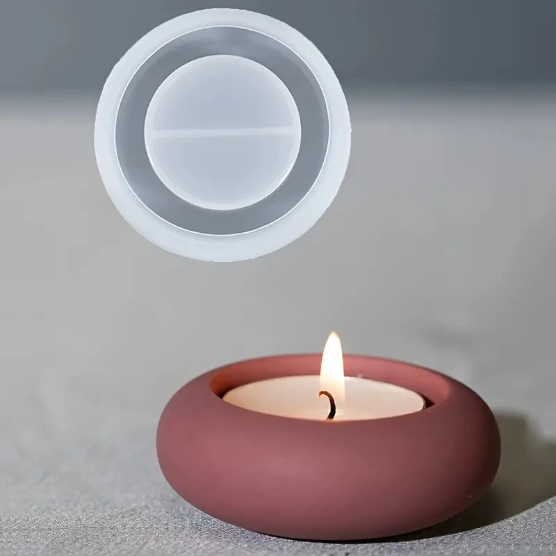Portacandele rotondo Stampo in silicone Stampo per tazza di candela in cemento fai-da-te Portacandele Stampo in gesso Terrazzo Resina epossidica decorativa