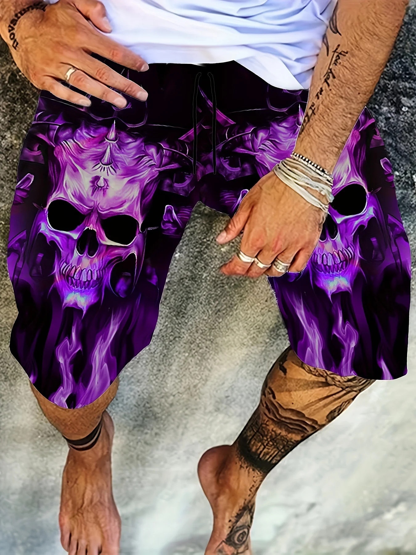 Newhot selling 3D skull print men\'s summer vintage street fashion clothing beach loose shorts casual sport surfing short Pants