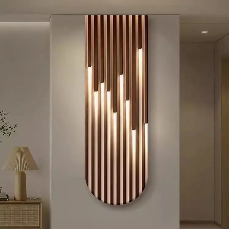 Modern simple living room decorative painting grille light strip corridor hallway entrance hanging painting led luminous trend