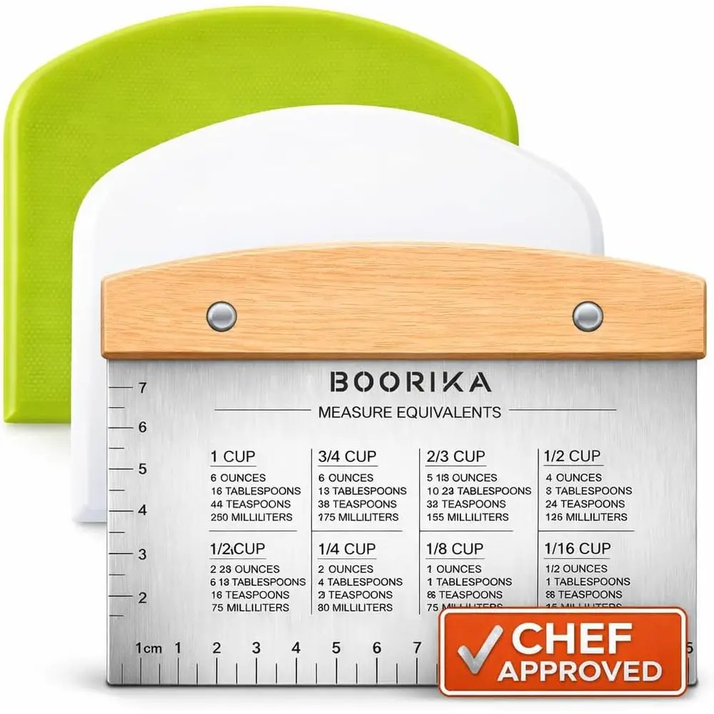 Stainless Steel Dough Scraper & Bench Scraper for Sourdough, Pizza, and Griddle Cooking - NSF Approved