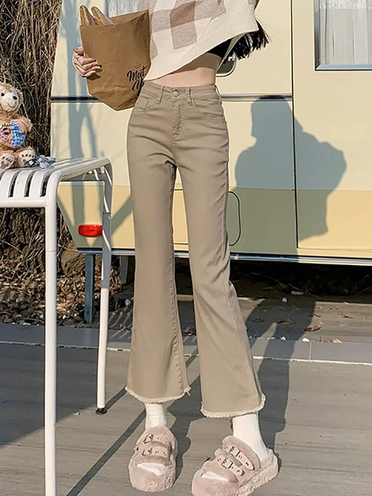 Streetwear Vintage Bootcut Jeans Women's Casual Fashion Retro Straight Baggy Vaqueros High Waisted Wide Leg Fringed Denim Pants