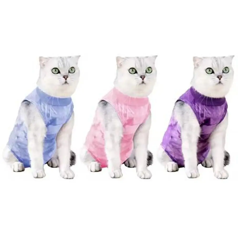 Stretchy Cat Spay/Neuter Clothes Soft Breathable Cat Recovery Suit Adjustable Buckle Elastic Kitten Surgical Protective Clothes