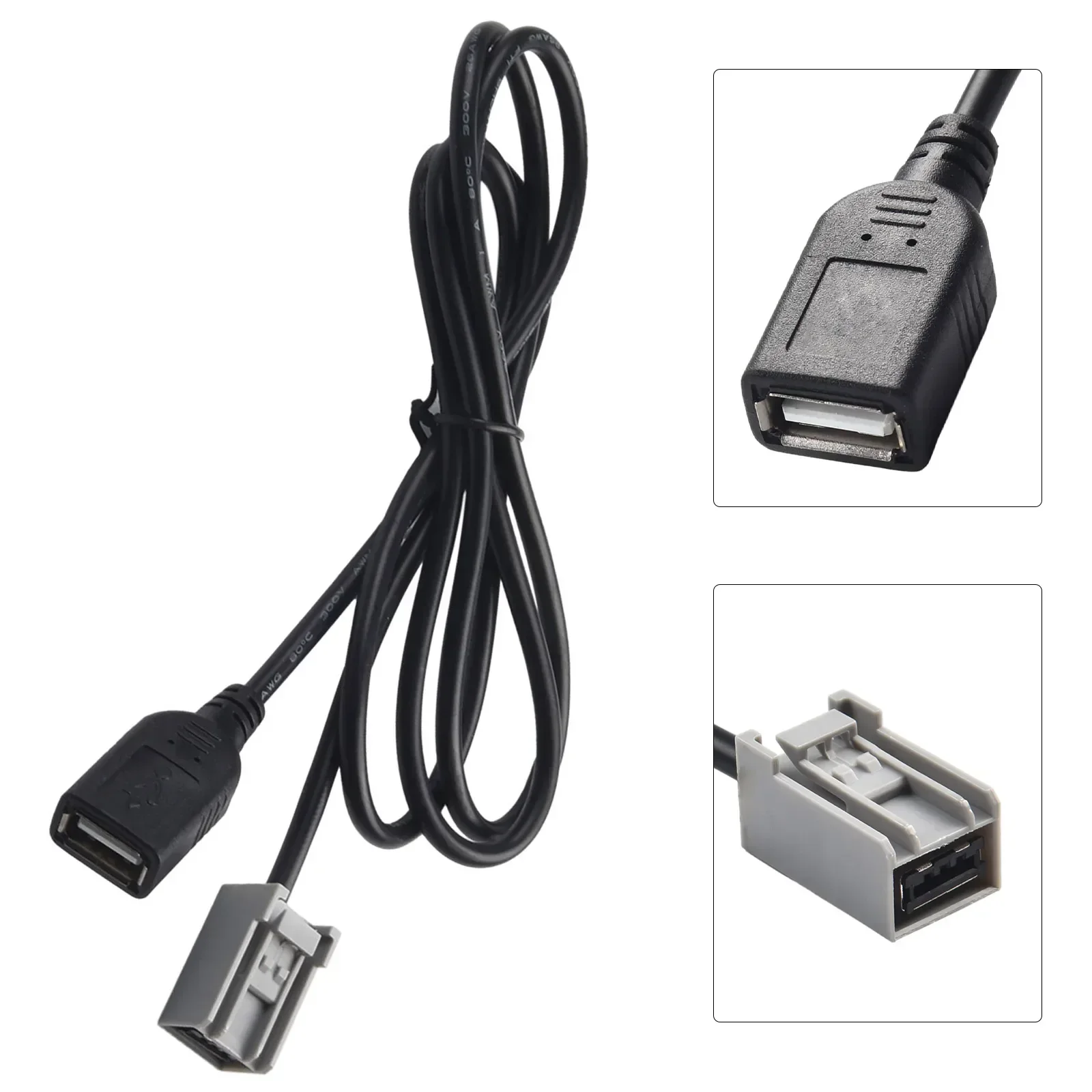 Vrouwelijke kabel Kabel voor Honda/Civic voor Jazz USB USB-poort 60CM voor Accord Adapterpoort Zwart Laadt het apparaat op