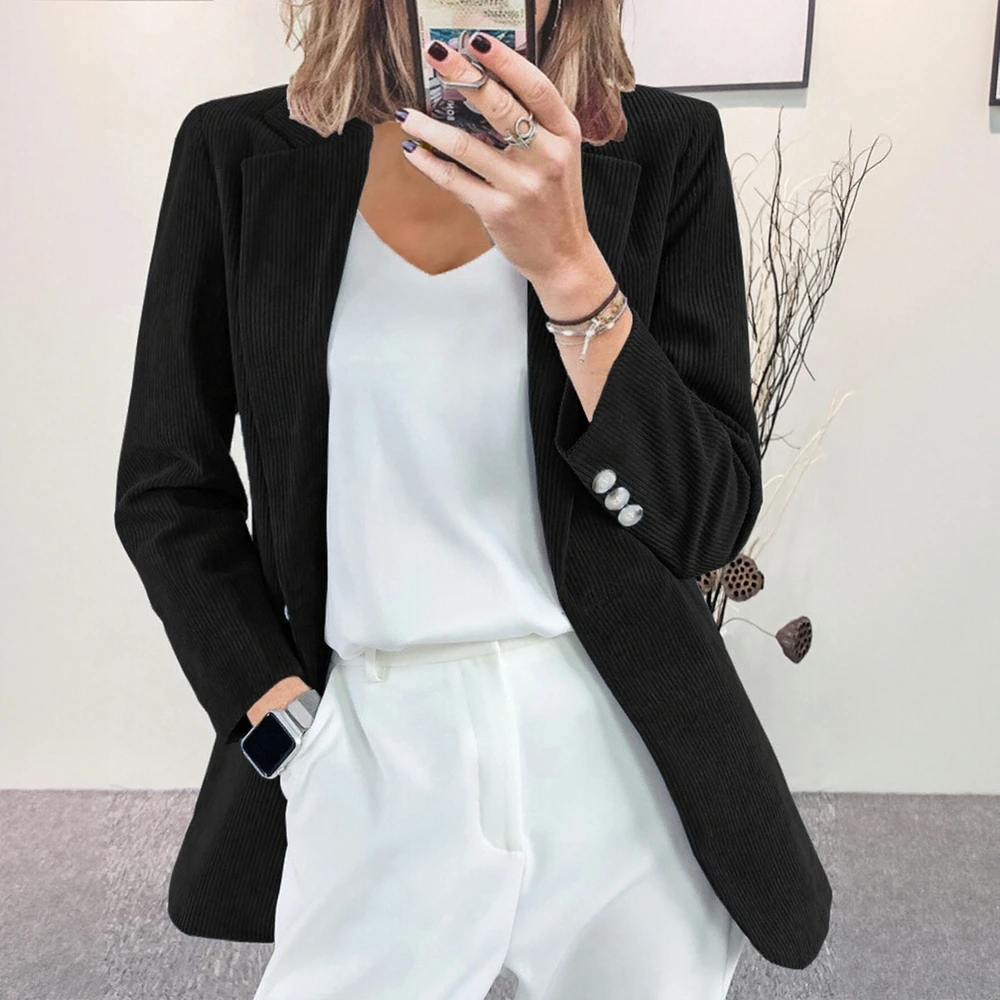 

Повседневный прямой бронированный костюм с длинными рукавами, облегающий стиль, без украшения, женская верхняя одежда, модная одежда