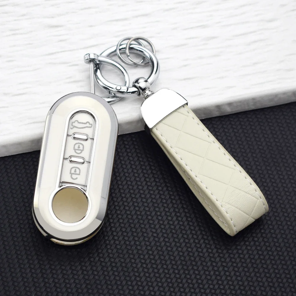 

Car Key Case for FIAT Panda 500 Punto Ducato Lancia Musa Citroen Jumper Peugeot Boxer TPU Flip Cover Keychain Auto Accessories