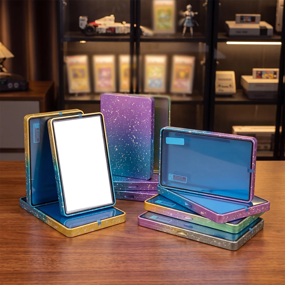 Magnetic Gradient Splash Metal Card Brick Hard Protective Display Case for Trading Collectible Game Cards Holder Gifts