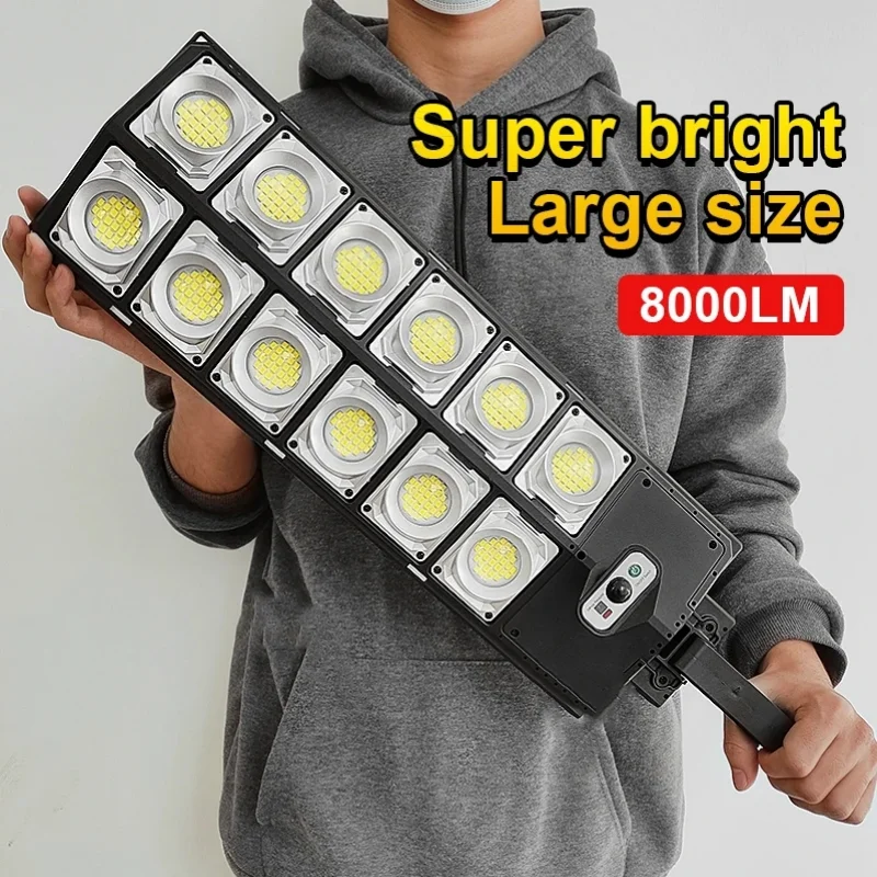 Luces solares de 250W para exteriores, impermeables, 8000LM, luces de inundación LED, Sensor de movimiento con control remoto, lámpara de calle de 3 modos para patio, camino de jardín
