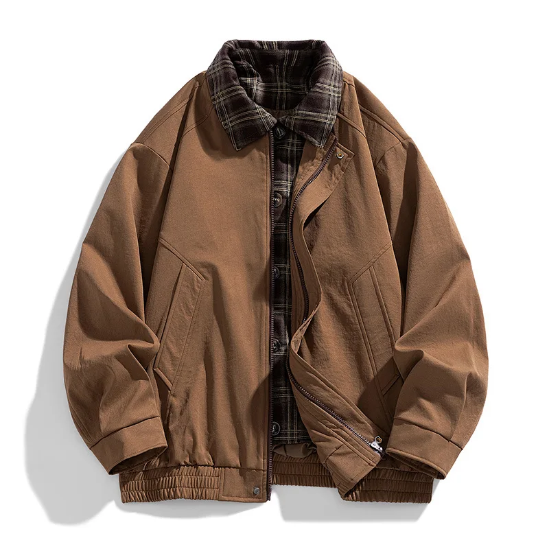 Pop Winter Men's Jacket Trendy Durable Windproof Motorcycle Jacket Versatile Vintage Style Collar Men's Coat