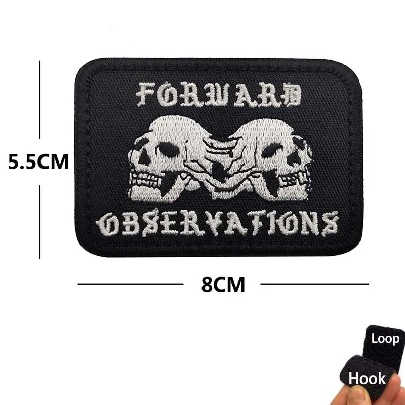 Piratenflagge, FOG Forward Observations Kleidungsabzeichen, Blackbeard Totenkopf Herz bestickte Applikation taktisches Emblem Hakenschlaufen-Aufnäher